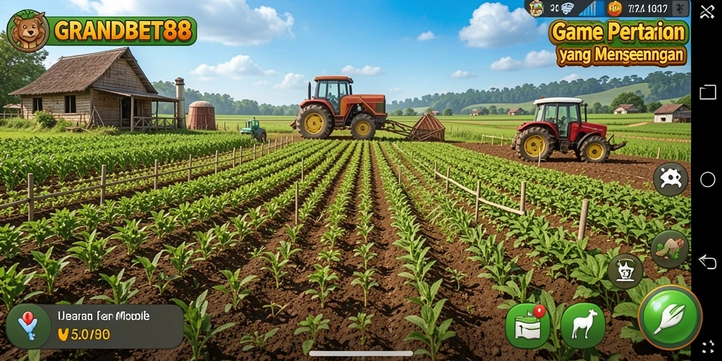 Tangkapan layar menunjukkan gameplay bertani yang menarik di GRANDBET88.