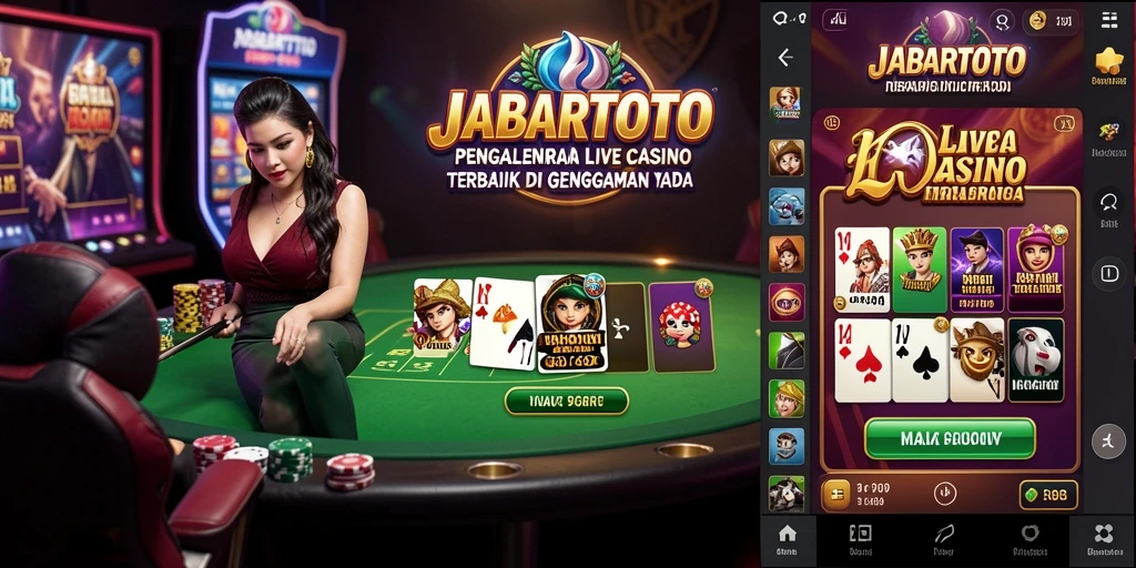 Screenshot JABARTOTO menampilkan dealer yang memandu permainan Live Casino.