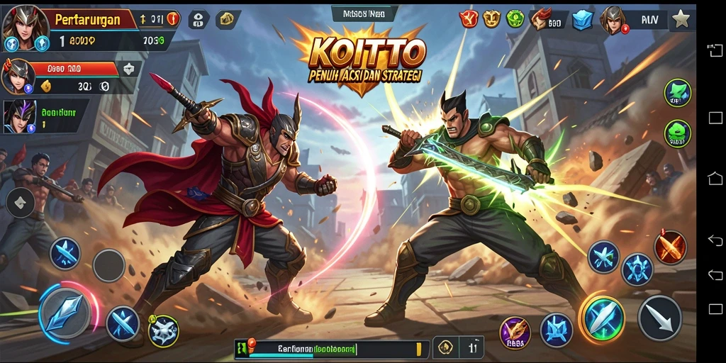 Screenshot KOITOTO menampilkan aksi pertarungan seru antar karakter.