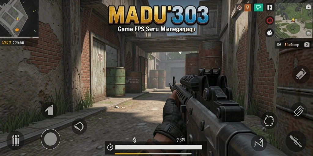Tampilan gameplay seru di MADU303 saat pertempuran intens berlangsung.