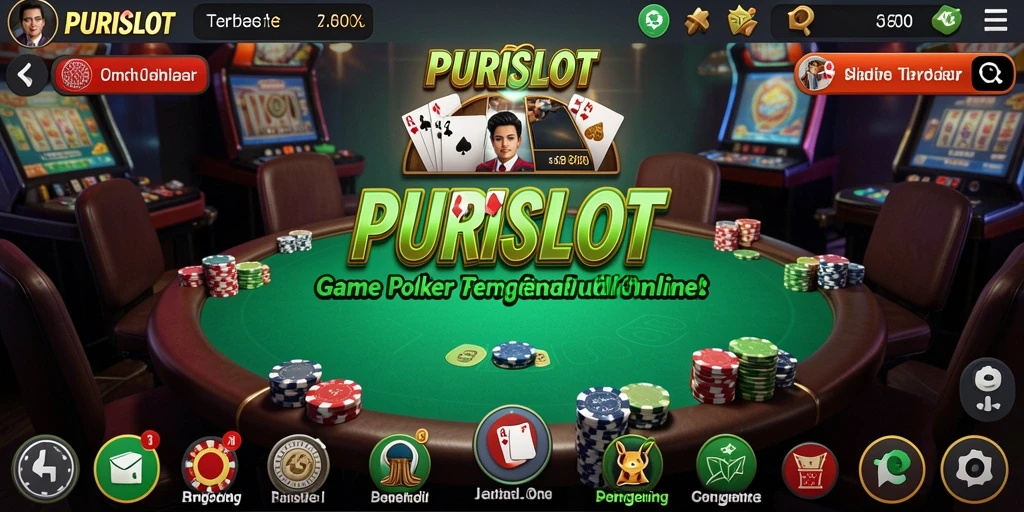 Tampilan gameplay seru dalam permainan poker di PURISLOT.