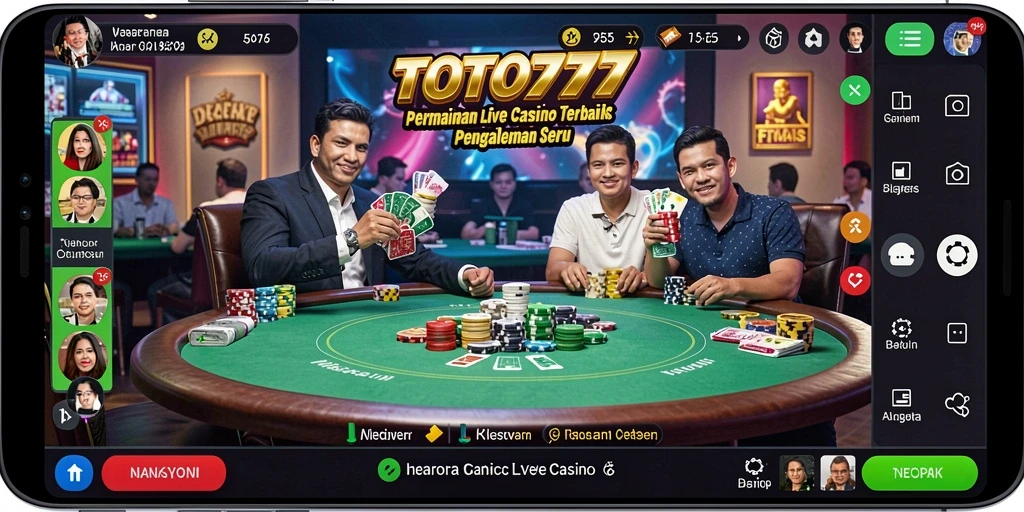 Screenshot TOTO777 menampilkan dealer langsung dalam permainan Live Casino.