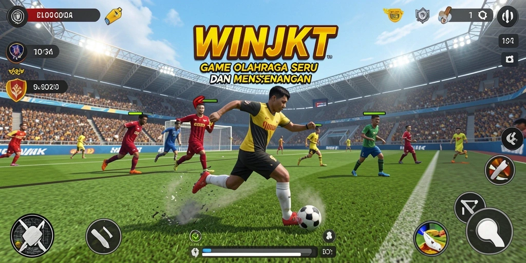 Screenshot WINJKT menunjukkan aksi mendebarkan dalam permainan olahraga.