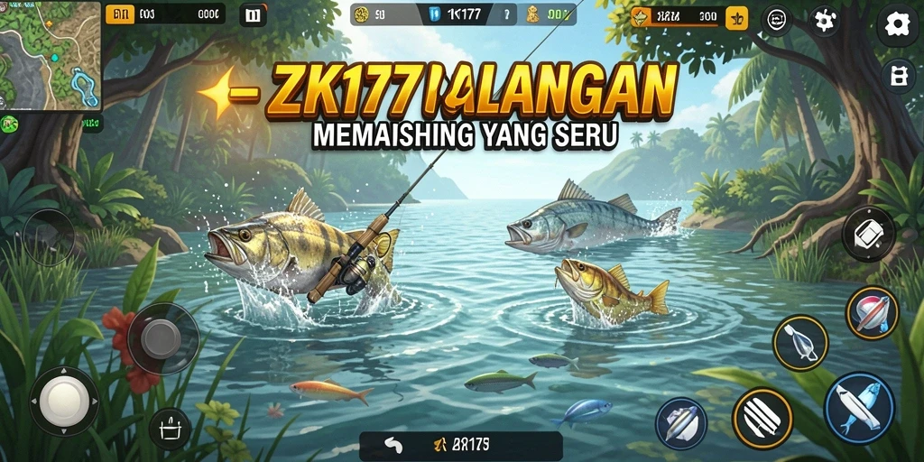 Tampilan gameplay ZK1177 yang menarik saat memancing di danau.